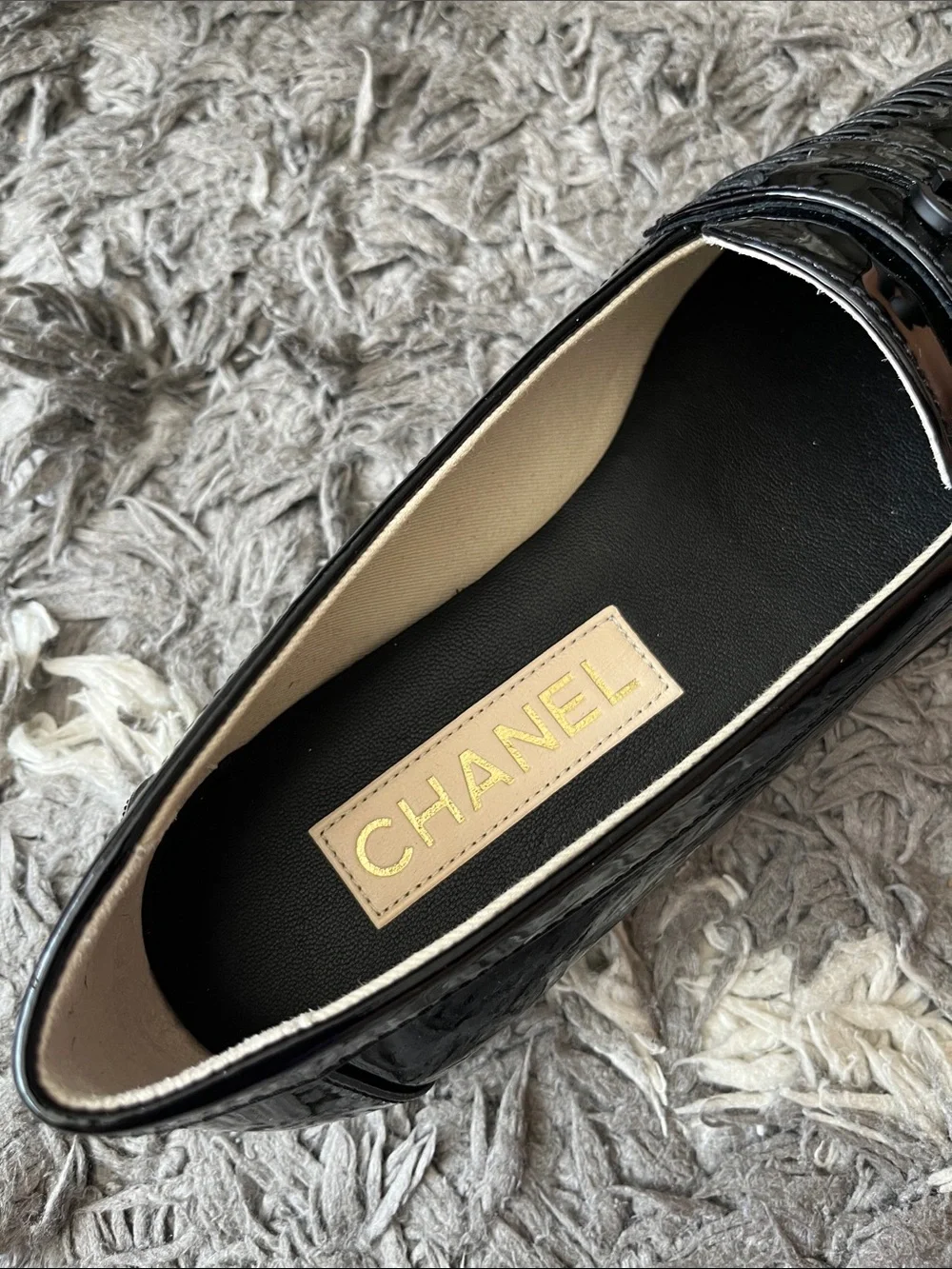 Chanel black loafers. Patent calfskin. Size 36.5. New in box. Season 24C.